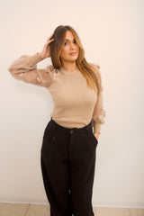 Pullover con maniche trasparenti