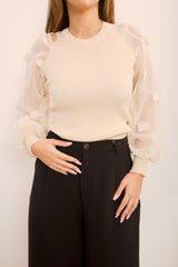 Pullover con maniche trasparenti
