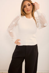 Pullover con maniche trasparenti