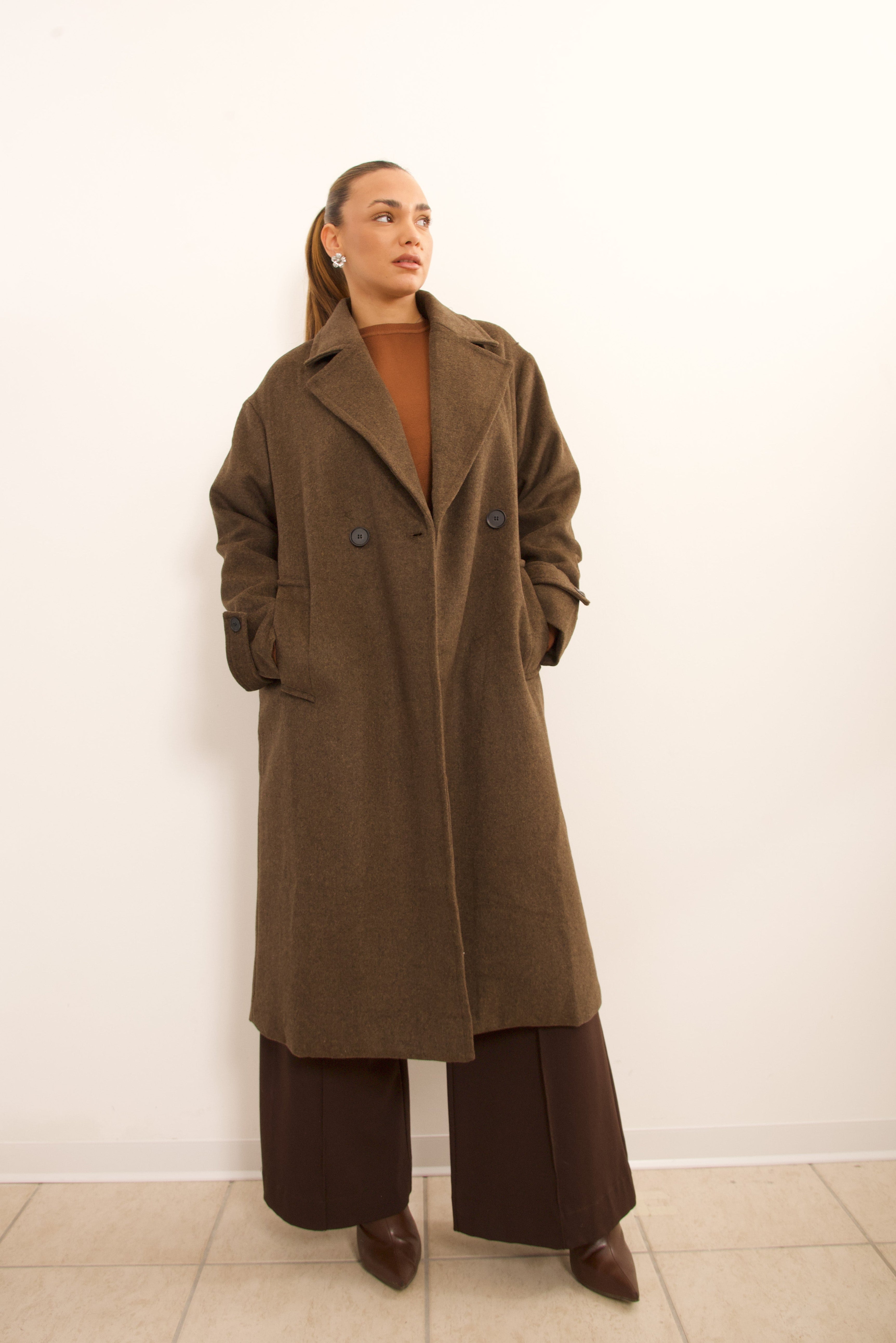 Cappotto over misto lana