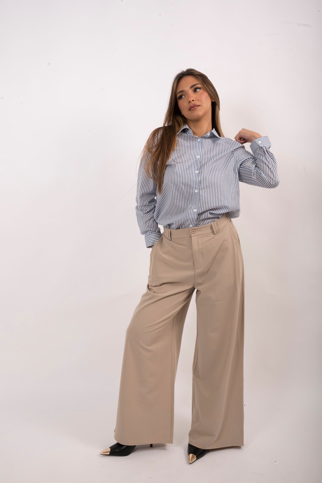 Camicia a righe celesti