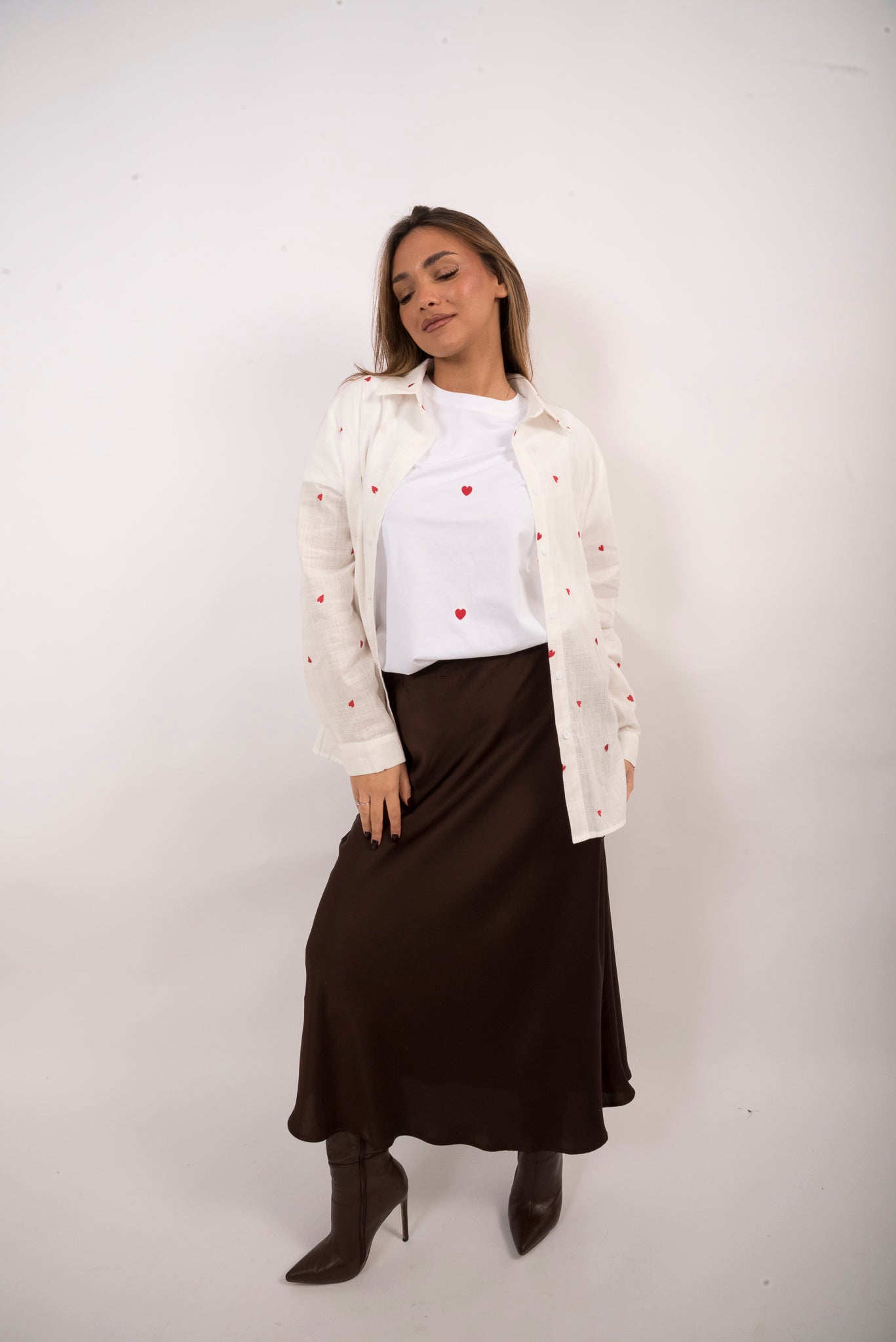 Camicia bianca cuori